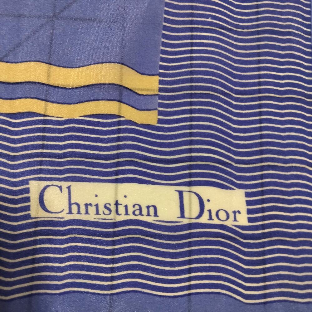 Christian Dior Vintage 80s Periwinkle & Multicolor 100% Silk Scarf - Picture 7 of 7